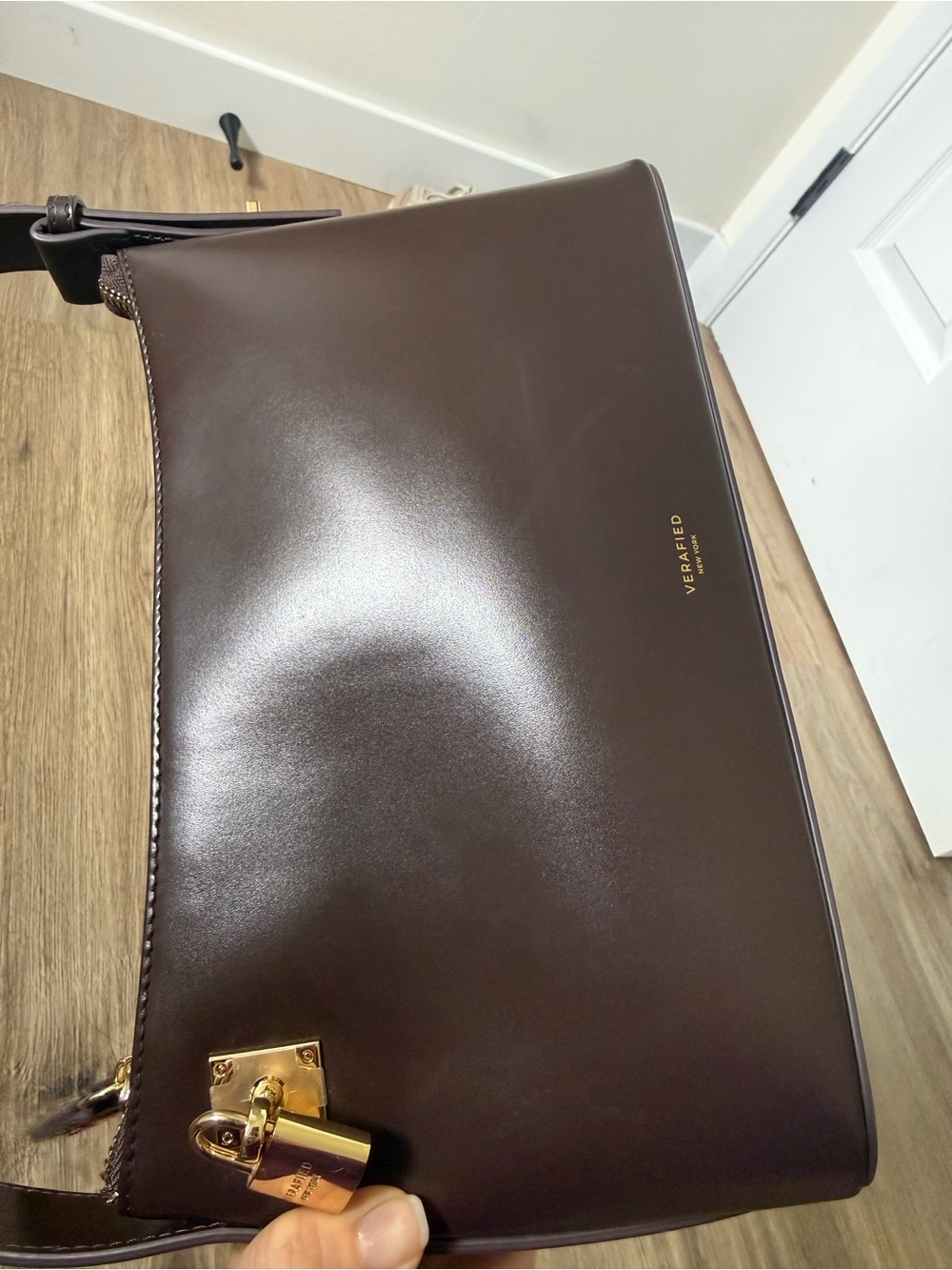 VERAFIED Dark Brown Leather Shoulder Bag - Picture 3 of 4